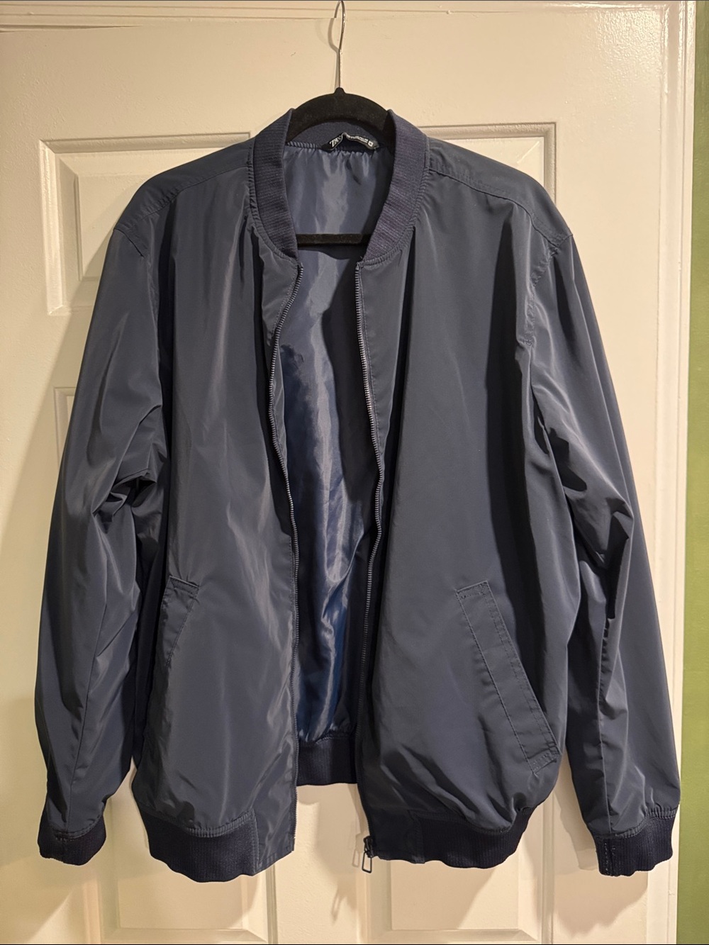 Zara Lightweight Bomber Jacket - Navy Blue